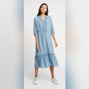 MSCH Blue Midi Cottagacore Petticoat Dress MEDIUM